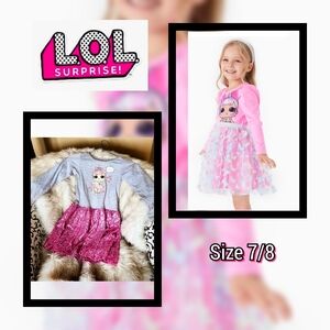 L.O.L. Surprise! Pink Glitter Skirt Girls Dress - Size 7/8